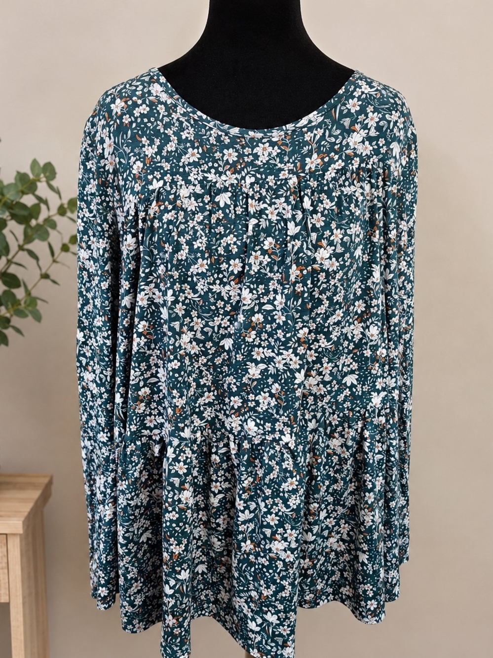 Be Stage Floral Tunic Top Small Oversized Boho Silky USA Cottagecore